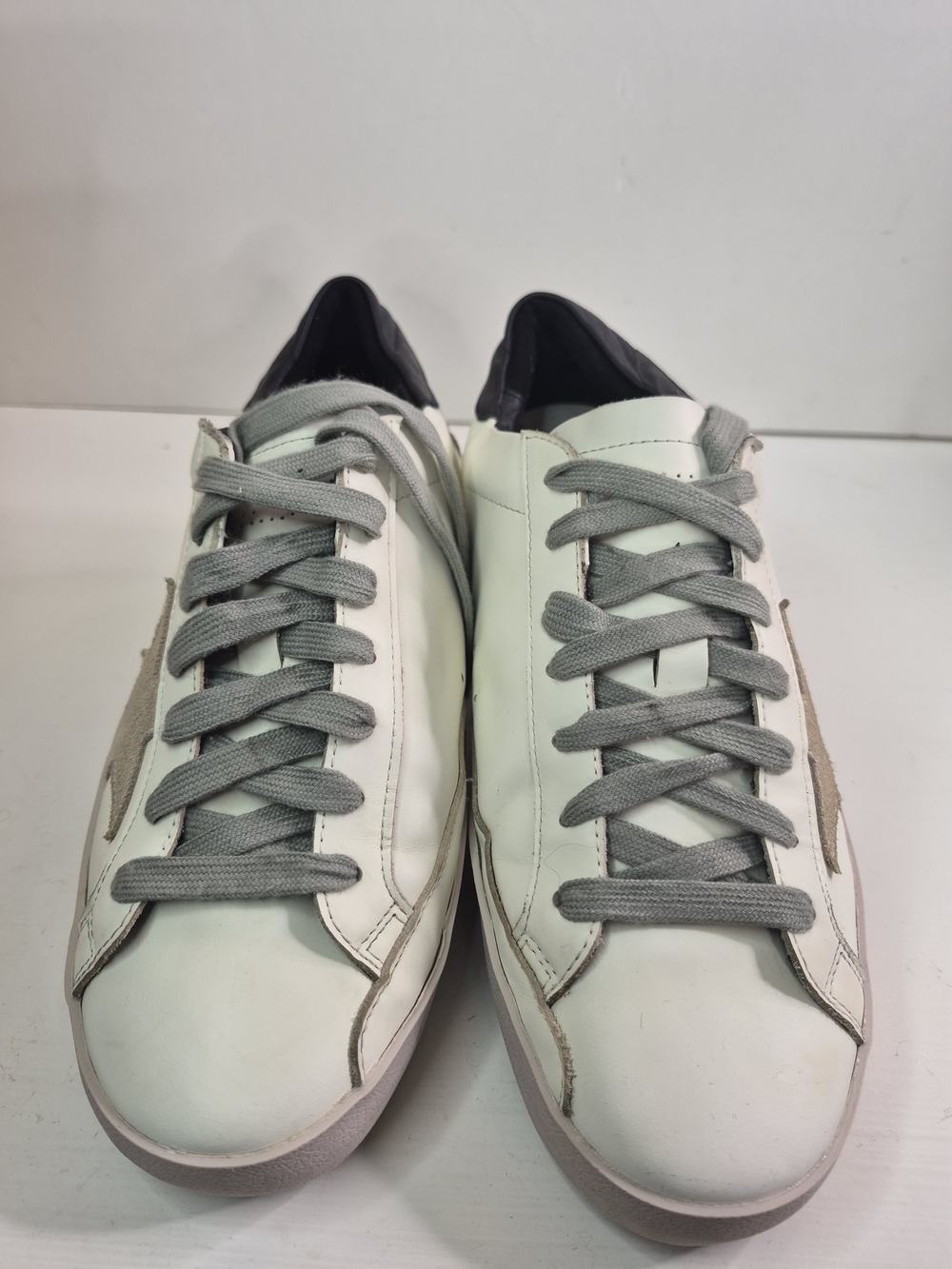 Golden Goose White Low-Top Sneakers with Gray Laces
